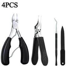1/2/3/4pcs Professional Stainless Steel Nail Clipper Set, Manicure & Pedicure Kit With Nail File, Toenail Clipper, Non-Slip Handle, Suitable For Thick Hard Nails, Home Care - Multicolor - View 8