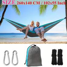 Double Camping Garden Hammock Outdoor Furniture Bed Strong Parachute Fabric Sleeping Swing Portable Hanging Hammock - Multicolor - View 3