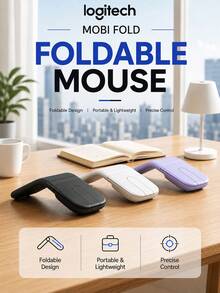 Logitech MOBI FOLD Wireless Bluetooth Mouse, Foldable And Portable, Silent Design, Up To 4000 DPI, Long Battery Life, Compatible With Laptops, Tablets, Computers, And Smartphones - View 1