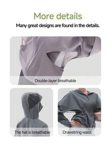 Beneunder Women's Lightweight Quick-Dry Breathable Sun-Protection Top (Batwing Sleeve) TS005 - Dusty Blue - View 4