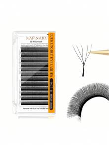 12 Rows 5D-W Triple Tips Eyelash Extensions, 0.07mm D Curl Hand Woven Mesh Net Cross Lashes, Premium Soft Light Professional Makeup Lash Supplies - Black - View 17