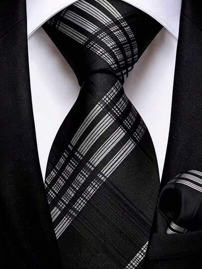 Men's Tie Set, Classic Fashion Necktie & Pocket Square Set, Suitable For Weddings, Business And Banquets