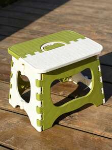 Foldable Stool With Portable Handle, Space-Saving Design, Can Be Used As Shoe Changing Stool, Kitchen Step Stool, Bathroom Stool, Outdoor Camping Stool, Lightweight And Durable, Ready To Use, Multi-Scenario Storage Solution - Multicolor - View 3