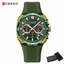 CURREN Men's Watch Luxury Sports Quartz Chronograph Waterproof Silicone Strap Luminous Automatic Date Wristwatch - Multicolor - View 15