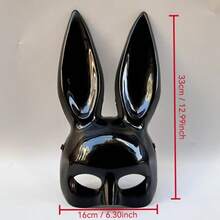 Women Bunny Rabbit Half Face Mask, Long Ear Masquerade Mask, Halloween Cosplay Costume Accessory For Party Club Night Event, Black White - Multicolor - View 7
