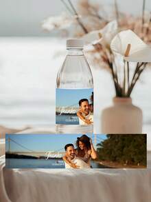 Customizable Photo Mineral Water Bottle Labels, Personalized Photo + Text Waterproof Wrap-Around Self-Adhesive Stickers, Multi-Size Custom Image Bottle Decals, Suitable For Wedding, Birthday Party, Bridal Shower Guest Favors Mineral Water Bottle Atmosphere Decoration - Multicolor - View 3