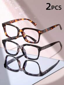 3 Pairs/2 Pairs Classic Retro Square Frame Reading Glasses For Men & Women, Computer Office Reading, +1.0 To +4.0 - Transparent - View 31