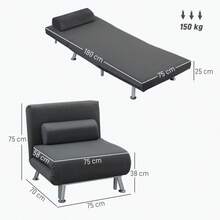 Silla Cama Plegable con Respaldo Ajustable, Color Gris Oscuro, Disponible en Sitio - GRIS OSCURO + Poliéster - Ver 8