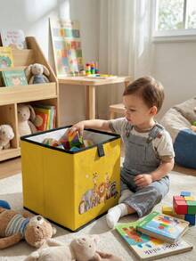 1pc Cartoon Animal Print Open Storage Box, Baby Diaper & Toy Organizer Basket, Foldable, Baby Room Storage Box, Stackable Storage Box, Drawer-Style Durable Multi-Functional, Space-Saving Design Suitable For Home, Dorm, Home Organization, Under-Bed Storage - Multicolor - View 17