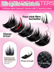 Waloshow 140pcs 2-In-1 False Eyelash Clusters, Dense Single Cluster DIY Pointed Eyelash Extensions, Lower Eyelash Clusters, Dense Single Cluster DIY Pointed Eyelash Extensions, Cartoon Cluster Eyelash Extensions, Mink Fur Strip Dense Eyelashes, Pointed Eyelashes - D - View 6