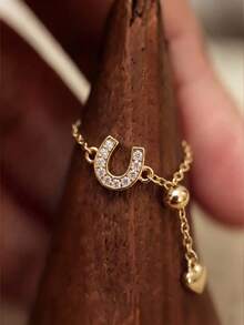 1pc S925 Sterling Silver Minimalist Luxury Rhinestone U-Shaped Adjustable Chain Ring For Women, Elegant Design, European And American Fashion, Personalized Exquisite Niche Cool Elegant, Ins High-End Ring, Daily Casual Low-Key Outfit, Party, Holiday Gift - Geometry - View 6