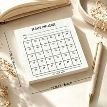 1/4pcs Minimalist 30-Day Challenge Habit Tracker Sticky Notes,Suitable For Square Adhesive Note Sheets For Office School Planner Journal, Simulation Exercise Book Design Notepads, Office Stationery Supplies, Student Daily To Do List Note Paper - one-size - View 5