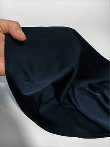 Gaun Wanita Modis, Pas Badan, Berbahan Satin, Lengan Panjang, dengan Kerah dan Hem Berlipit Unik, Cocok untuk Acara Gala Malam yang Elegan di Musim Semi. - Navy Blue - View 8