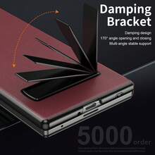 VIETAO Multi-Angle Magnetic Flip Foldable Protective Case Compatible With Samsung Galaxy Z Fold 8 Ultra 7 6 5 4, Premium Business Style Faux Leather Full Coverage Hinge Protection Ultra-Thin Shell - Burgundy - View 5