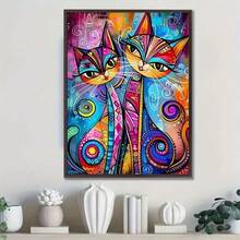 Colorful Abstract Cat Canvas Art Print, 12x16" - Frameless Modern Wall Decor For Living Room, Bedroom, Office, And Bar - A - View 5