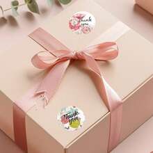 500pcs Watercolor Peony Gratitude Doodle Roll Stickers, 1 Inch Round, 10 Pattern Cycle, Morandi Pastel Floral, English "Thank You", Office Stationery Stickers, Suitable For Small Business Package Sealing, Baking Handmade Packaging, Floral Gift Decoration, Holiday Gift Wrapping, DIY Scrapbook Material - Watercolor Peony Thanksgiving - View 3