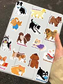 50pcs/Pack Cute Animal Pet Dogs Stickers, Decorative Decals For Notebook Luggage Phone Stationery Laptop Guitar Sticker - Multicolor - View 10
