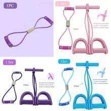 1pc Handle Pedal Resistance Band/8-Figure Pull-Up Bar, Pilates Exercise Equipment, Elastic Pull Rope, Unisex Multi-Function Yoga Sit-Up Pull Rope, Sports Pedal Puller, Multi-Function Home Fitness Equipment, Elastic Band - Purple - View 5