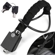 Car Steering Wheel Lock, Reinforced Braided Steel Cable Anti-Theft Lock, Easy To Operate Without Batteries, Comes With Two Keys, Suitable For Various Vehicle Models, Vehicle Safety Protection Product - Black - View 1