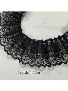 5/10 Yards Double Layer Ruffle Trim, 1.97 Inch Wide Black/White Lace Ribbon, Vintage Embroidered Lace Fabric, Suitable For Sewing, Clothing, Dresses, Crafts, Bags, Gift Wrapping, Wedding Decoration - Double-layer Lace - View 12