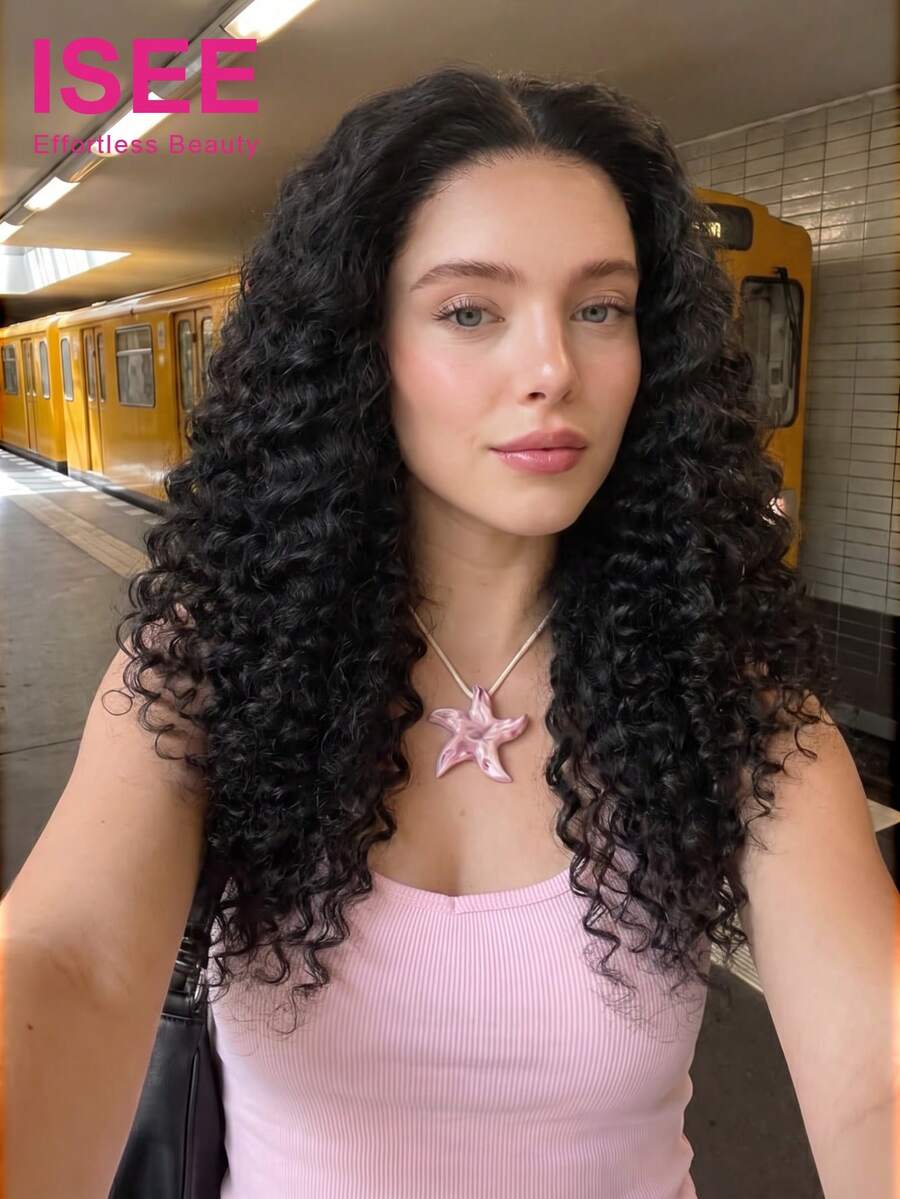 ISEE Hair Deep Wave Wear & Go Glueless Wig 7x5 HD Lace Closure Pre-Bleached Natural Color Unprocessed Virgin Human Hair 8-30 Inch 180% Density Seamless Blend Pre-Plucked Hairline Easy On & Off Ready To Wear For Women - SNatural - View 1