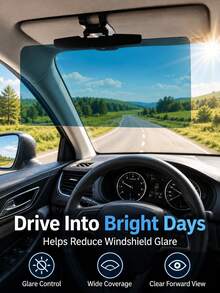 1PC Universal Clip-On Polarized Anti-Glare Car Sun Visor Extender | Car Window Sunshade/Car Sun Visor/Windshield Sunshade | Multi-Functional Protection | Car Sun Visor Extension Design Blocks Glare And UV Rays | Car Window Sunshade And Windshield Sunshade Improve Driving | Acrylic High-Definition Lens With Adjustable Clips For Secure Installation | Essential Car Accessory For Women | Car Accessories | Multi-Functional Upgrade | Suitable For Outdoor Camping Equipment And Portable Camping Supplies - 1pc - View 1