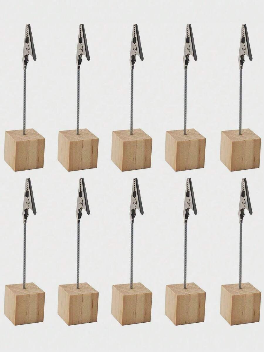 20pcs Wooden Card Holders, Memo Clips, Suitable For Price Tags, Photos, Table Signs And Table Number Display Photo Stands - Multicolor - View 1