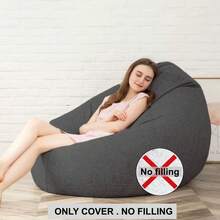125*140cm Extra Large Bean Bag Cover, No Filling Included, Imitation Linen Polyester Fabric, Heavy-Duty Tatami Ottoman Lounge Cushion Cover, Suitable For Home, Outdoor & Beach Use, Multiple Colors Available - View 11
