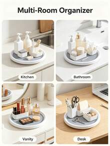 Lazy Susan Organizer, Rotating Turntable For Cabinet, Kitchen Cabinet Storage Holder, Household Cabinet Organization Accessories -White/Gray - Multicolor - View 2