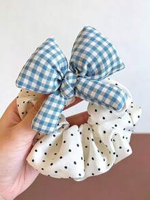 1pc Padded Bow Polka Dot Scrunchie Hair Tie Hair Accessory Hair Band Hair Rope Hair Accessory 1 - Multicolor - View 3