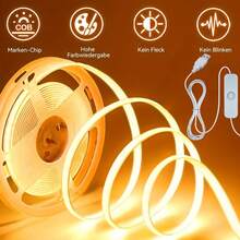 شريط إضاءة LED مرن COB عالي السطوع 5/3/2/1 متر، توصيل مباشر عبر USB، تحكم بمفتاح زر، شريط إضاءة ديكوري فائق النحافة، مناسب للخزائن والمرايا والأسقف والمطابخ والغرف النوم والمكاتب، إضاءة حشو وديكور جداري وإضاءة خلفية متعددة السيناريوهات - شريط LED - مشاهدة 1