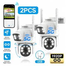 Camera an ninh ZHXINSD 2.4G/5G WiFi ống kính kép, camera an ninh không dây thông minh 4MP cho gia đình và ngoài trời, tự động theo dõi, âm thanh 2 chiều, nhìn đêm màu, IP65, theo dõi và phát hiện người - trắng - Xem 11