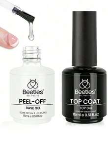 Beetles 2件組 15ML 免擦封層 & 可撕底膠，透明浸泡式 UV LED 凝膠指甲油，高光澤亮面 - 2PCS 15ML Peel-Off Base Gel & No Wipe Top Coat Set - 查看 9