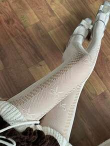 STAR RIVER 1 Pair Lolita Lace Heart Pattern Fishnet Tights, Sweet Minimalist Sexy Cute Bowknot Pantyhose, Versatile For Daily Wear - Multicolor - View 10