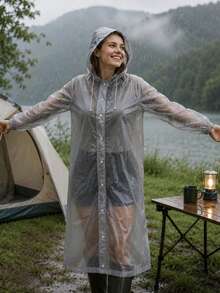 Transparent EVA Rain Poncho (With Reusable Zipper Storage Bag), Lightweight Waterproof Hooded Raincoat (Unisex), Suitable For Music Festivals, Concerts, Camping, Travel, Outdoor Activities And Car Emergency, Essential For Spring And Summer Outings - Multicolor - View 6