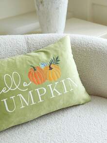 1件感恩節綠色字母「Hello Pumpkin」南瓜刺繡枕套，19.6*11.8英吋，適合室內裝飾，豐收節裝飾枕套，不含枕芯 - 綠色 - 查看 8