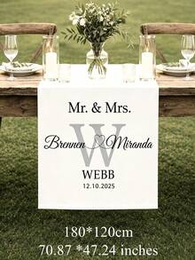 Customized Wedding Table Runner - Linen Banner With Surname, Wedding Reception Decor, Gift For Newlyweds, Suitable For Anniversary, Wedding Celebration - Multicolor - View 12