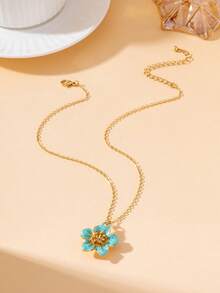 1pc Sweet Delicate Summer Vacation Vibe Cute Fairy Style Handmade Colorful Enamel Plumeria Pendant Necklace For Women - Plumeria - View 12