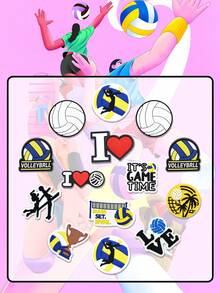 14PCS Baseball Sports Honor Theme Shoe Charms, PVC Detachable DIY Multi-Functional Accessories, Volleyball Trophy Fun Pattern, Shiny Style Suitable For Women's Shoes, Small Bags, Slippers, Clogs, All Season Use, Perfect Gift For Friends And Family - Volleyball - View 11