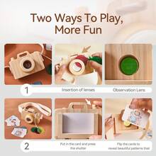 Wooden Simulated Card-Insert Camera Kaleidoscope Toy, Card-Insert Toy With Interchangeable Lens Color And Image, Baby Educational Toy For Fine Motor Skills, Christmas Halloween Children's Day Back To School Gift - Multicolor - View 7
