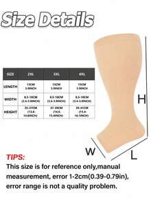 1 Pair Plus Size Open Toe Copper Fiber Compression Socks, Unisex Knee High Support Socks Suitable For Travel/Sports, Christmas Gift - Apricot - View 4