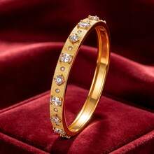 1pc Minimalist Geometric Square & Oval Combination Design Cubic Zirconia Inlaid Women's Bracelet - Multicolor - View 11