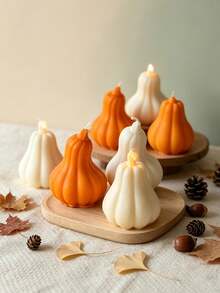 1 Set Pumpkin Candle Mold, 3D Autumn Silicone Mold, Halloween Thanksgiving Decoration Mold, Suitable For Resin Candle Soap Wax, Autumn Pumpkin Silicone Fondant Chocolate Cake Decoration Mold DIY Handmade Craft - B - View 5