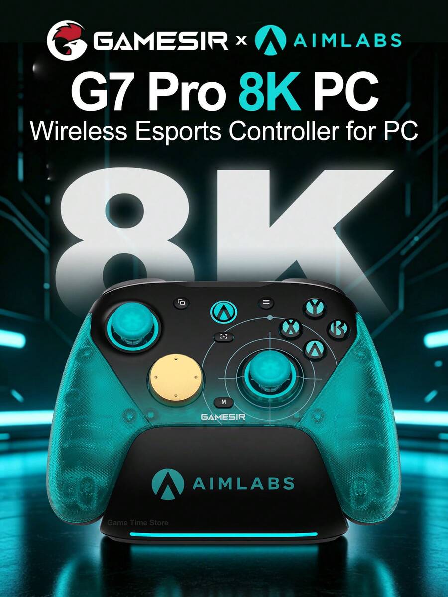 GameSir G7 Pro 8K PC Aimlabs Edition Gamepad Wireless Esports Controller Untuk Windows Steam Kompatibel Dengan Switch 2/1 Android IOS Phone Controle 8K Polling Rate Mag-Res TMR Sticks Hall Effect Micro Triggers Joysticks Untuk