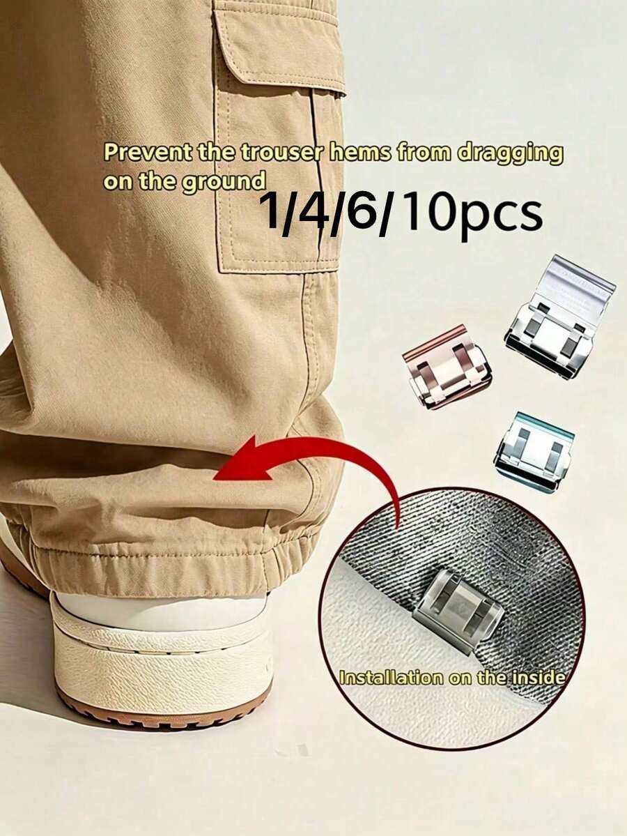 10/6/4/1pc Invisible Seamless Pant Leg Clips, Adjustable Anti-Drag Pant Cuff Fixer, Practical Daily Clothing Accessory
