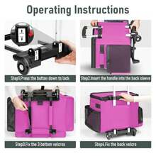 Cleaning Caddy With Wheels, X Large Rolling Caddy Bag With Detachable Trolley For Housekeepers, Water Resistant Cleaning Cart Supplies Organizer For Home, Car, Tool Organizer, Mobile Storage - Rose Red - View 8