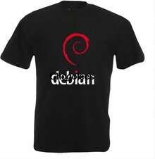 Men's Debian Linux T-Shirt - 黑色 - 查看 1