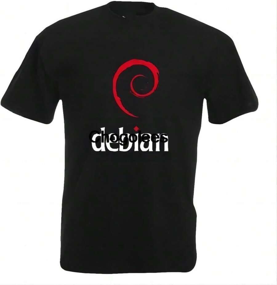 Men's Debian Linux T-Shirt - 黑色 - 查看 1