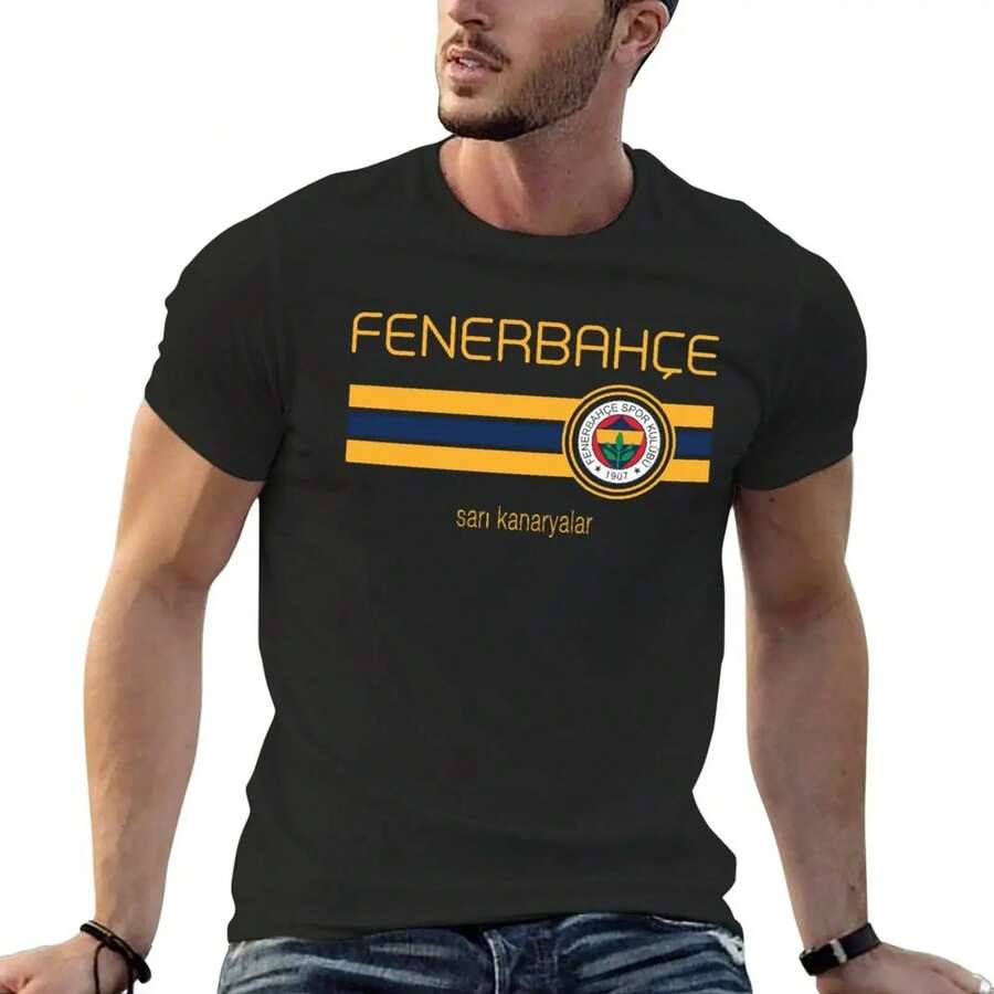 Super League - Fenerbahce (Heimtrikot Marineblau) T-Shirt, grafische T-Shirts, schnelltrocknende Sommer-Sweatshirts, Herren OAUE - Schwarz - Übersicht 1