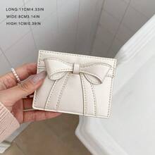 Sweet Style Bow Zipper Mini Wallet, Women's Cute PU Leather Multi-Slot Card Holder Coin Purse - Multicolor - View 7